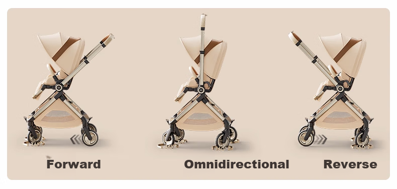 Elittile Baby Stroller 0-3 Years Foldable Reclining Shock Absorption High Landscape Baby Pram EMUpro Moonflower Blue 9