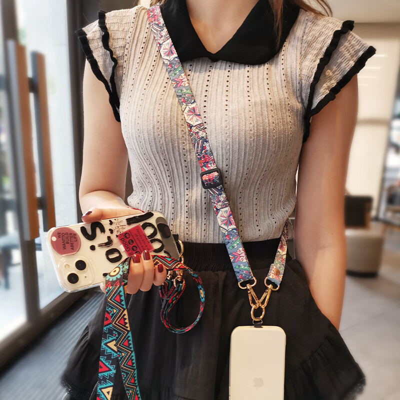 Dipuer Phone Strap, Neck Strap, Crossbody Strap, Vintage Phone Strap, Phone Case Pad, Clip, Anti-Loss Strap, Neck Strap Patch, Anti-Theft Strap [Beilu Qinglan] 14