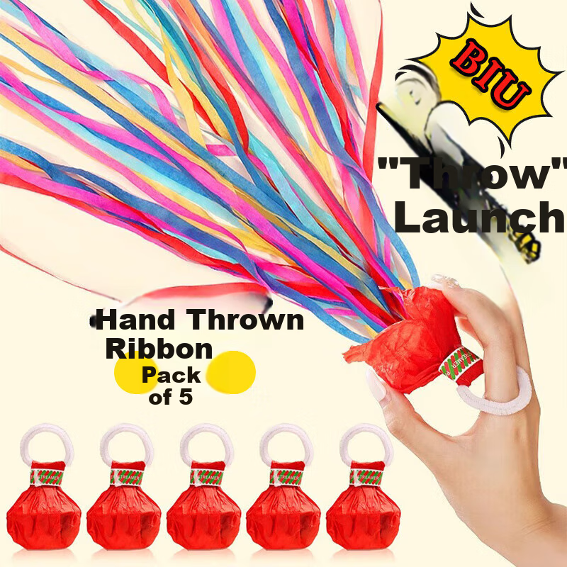 Hunlianqingcheng Hand-Tossed Ribbon Confetti, Spider Silk Wedding Birthday Party Proposal Decoration Streamers Colorful Bouquet Props, 5 Pieces