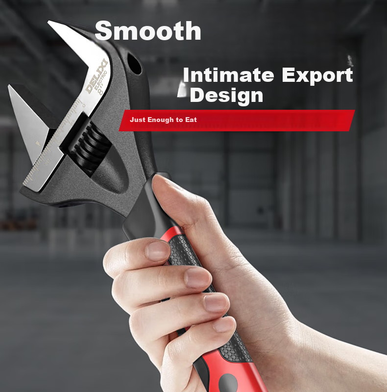 DELIXI ELECTRIC Adjustable Wrench, Multifunctional Plumbing Wrench, Wide-Mouth Adjustable Spanner, Pipe Wrench Dual-Use 12-Inch 10