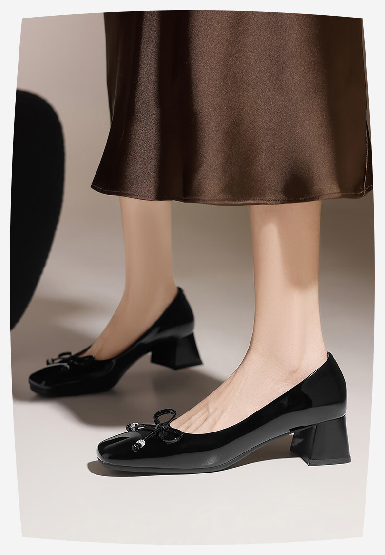 HLA Elegant Workwear Women's Low-Cut Square Toe Chunky Heel Commuter Shoes HDADXW1CEC056 Apricot 35 9