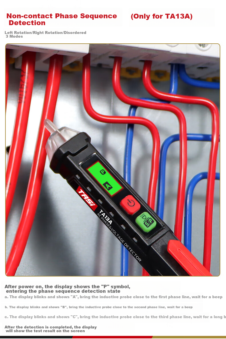 Teansi Digital Non-Contact Voltage Tester with Smart Sensor, Multi-Functional Electric Pen TA11B+ 2