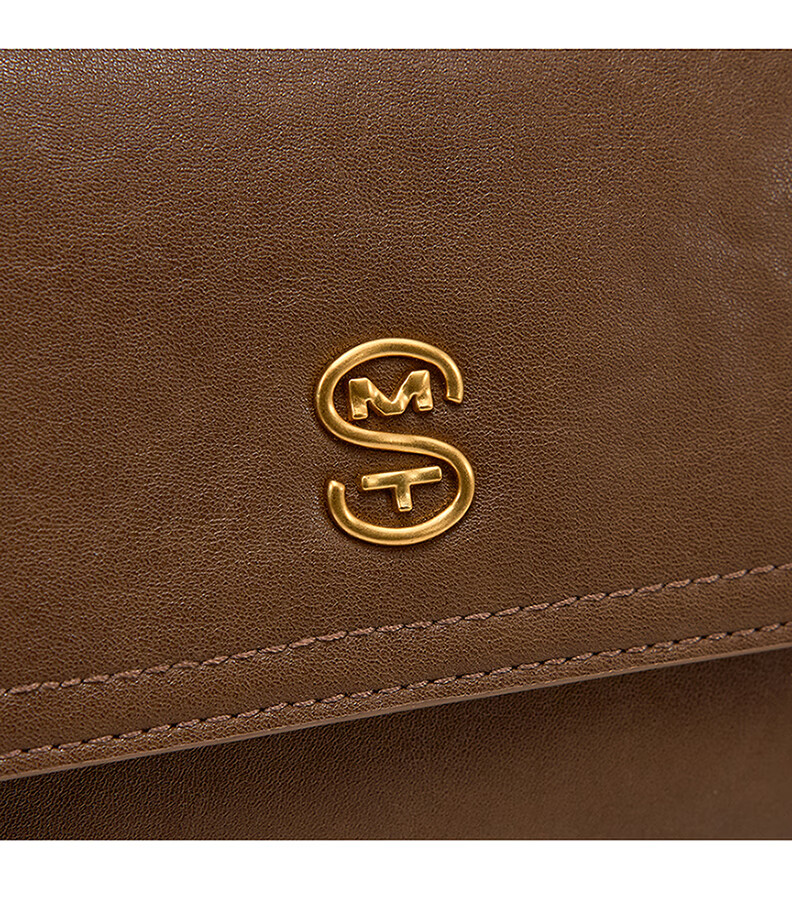 Ximuting Chasing Light Caramel Brown Cowhide Leather Women's Handbag New Simple Versatile【Christmas Gift】 10