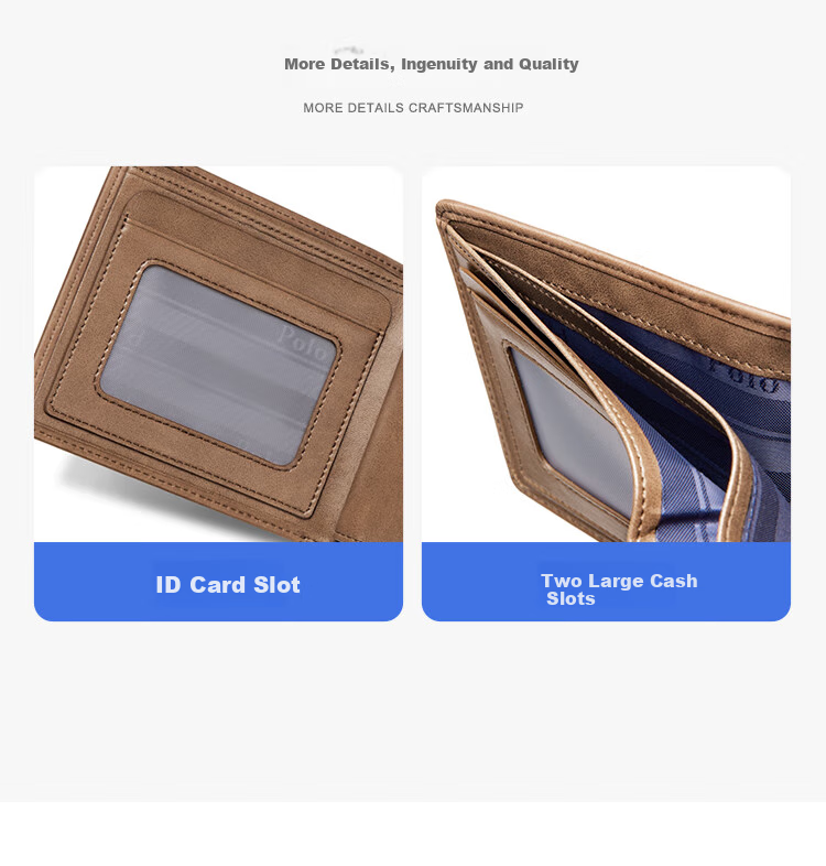 POLO Wallet for Men, Top-Grain Leather Billfold with Multiple Card Slots, Driver's License Holder, Short Bifold Wallet, Gift Box, Birthday Present 11