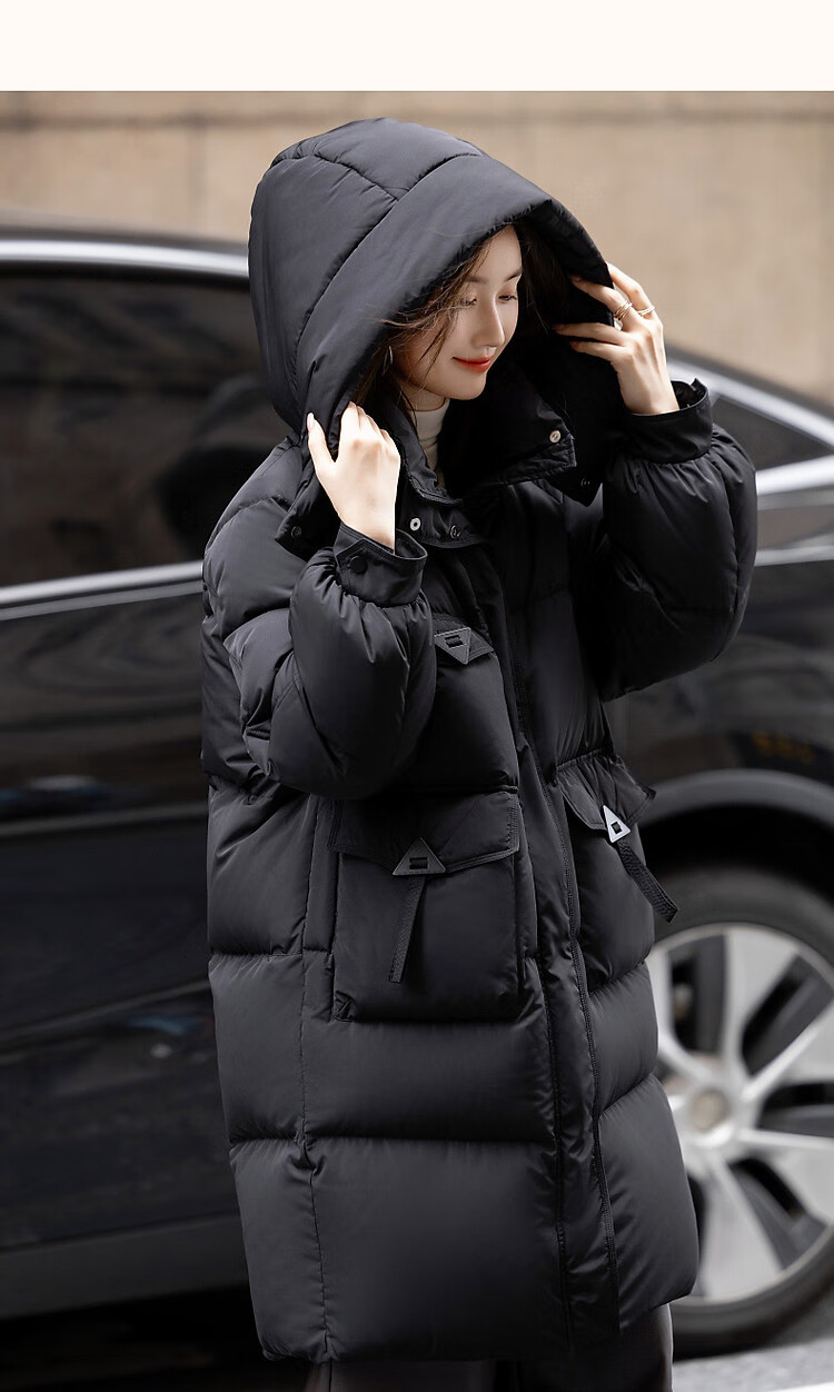 Dme [Light Life] Winter 50D Cotton-Feel Faux Memory Duck down Large Patch Pocket Petite Women's Down Jacket Coat 17