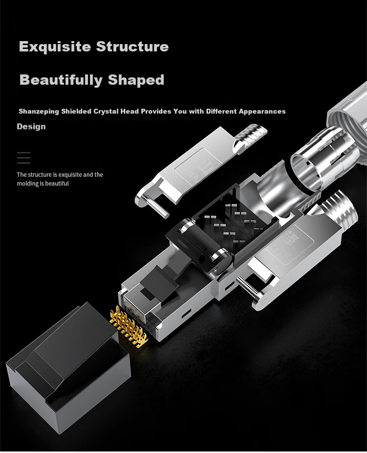 SAMZHE CAT8 Shielded Tool-Free Crystal Head, Engineering-Grade CAT8 10Gbps Tool-Free RJ45 Network Cable Connector, No-Tool CAT5e Ethernet Cable Connector, Single Pack MDC82 3