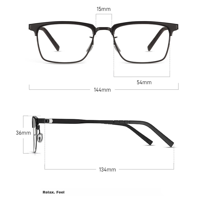LOHO Thin Steel Series | Ultra-Light Browline Glasses for Men, Business Semi-Rimless Frames with Blue Light Protection, Prescription Available, Anti-Radiatio 19