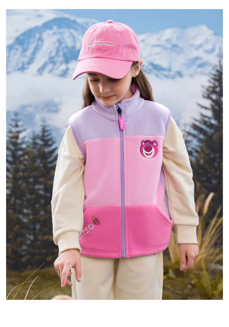 Disney Children's Clothing Vest for Spring And Autumn Wear, Girls' Strawberry Bear Waistcoat, Autumn Girls' SS98253-1, Purple, Size 150 12