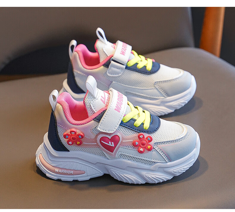 Warrior Girls' Shoes, Spring And Autumn Style, Fashionable Soft-Soled Dad Shoes for Little Girls, Sneakers WZ(CL)-1061, Purple, Size 34 12