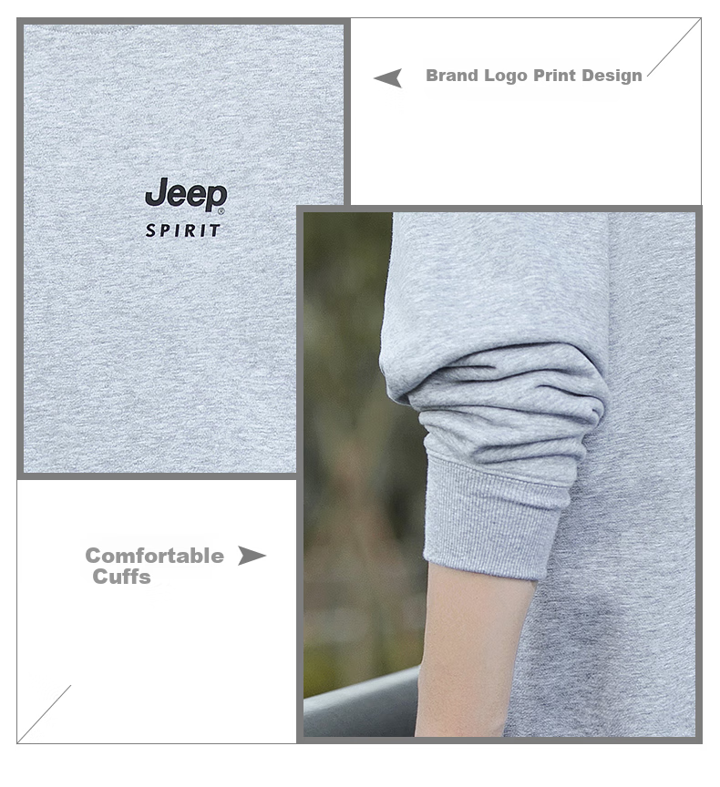 JEEP SPIRIT Men's Sweatshirt, Spring Top, Round Neck Undershirt, Men's Clothing, Black, Size L 2