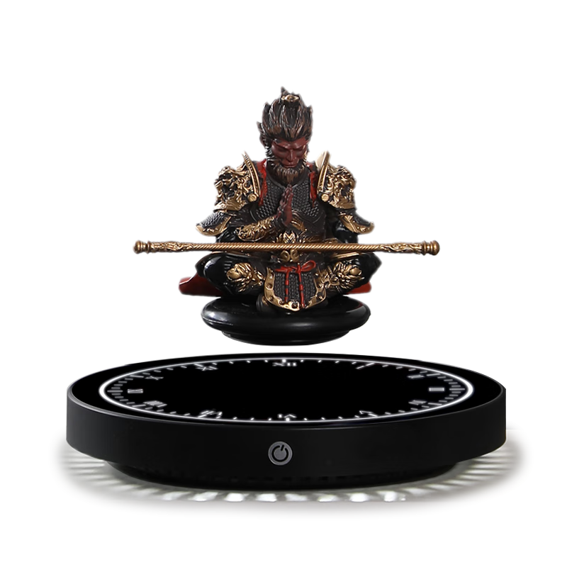 Hengyi Magnetic Levitation Display Stand Toy Figurine with Bluetooth Speaker Lingkong 360 Clock Rotating Exhibition Couple Gift