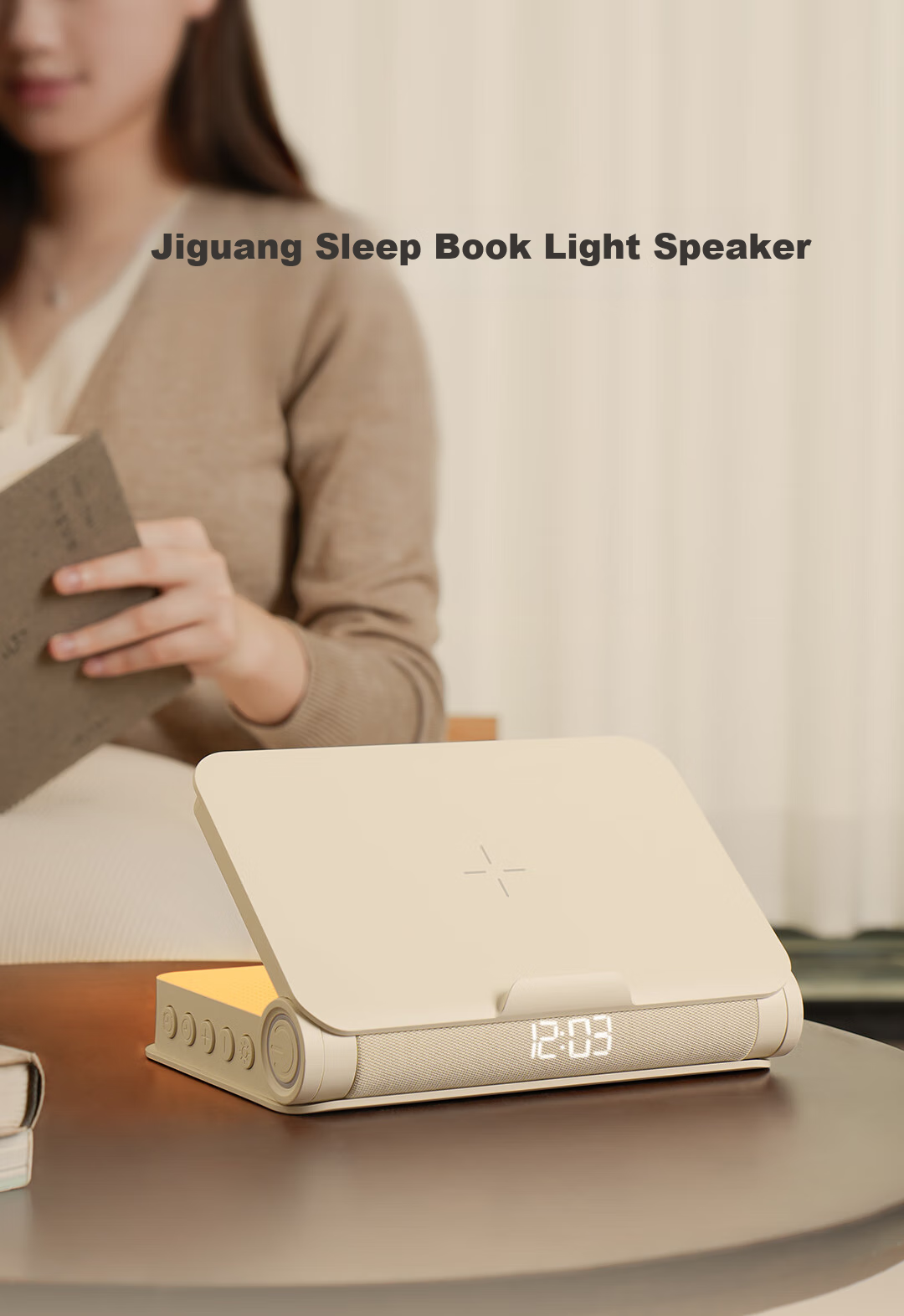 EZVALO Sleep Reading Lamp with Bluetooth Speaker, Bedside Night Light, Sleep Light, Alarm Clock, Wireless Charging, Practical Birthday And Mid-Autumn Festival Gift for Men And Wome 1