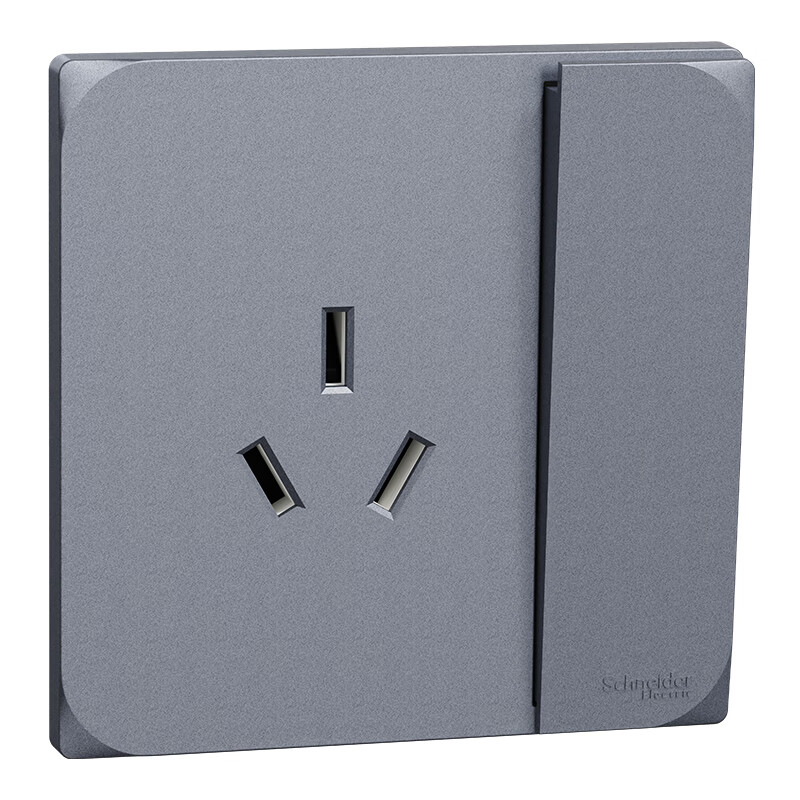 Schneider 16A Three-Hole High-Power Air Conditioner Socket with Switch, 86-Type Single Switch 16A Socket Panel, Huan Yue Mei Ying Gray