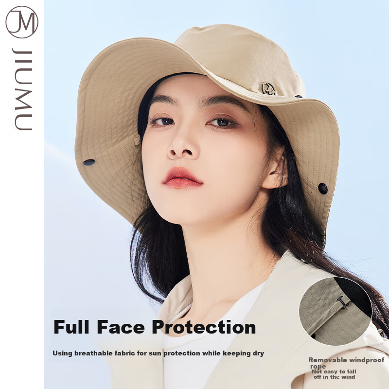 JIUMU Sun Protection Hat for Women, Sun Visor Cap, Fisherman Hat, Summer Outdoor Face-Covering UV Protection Hat for Wome