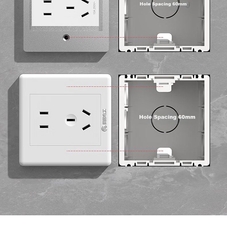 FDD Floor Socket, 86-Type Flat Push-In Floor Socket, Ultra-Thin Sliding Cover, Stainless Steel Waterproof Wall Concealed Box Floor Socket Box, Silver, Five Holes 8
