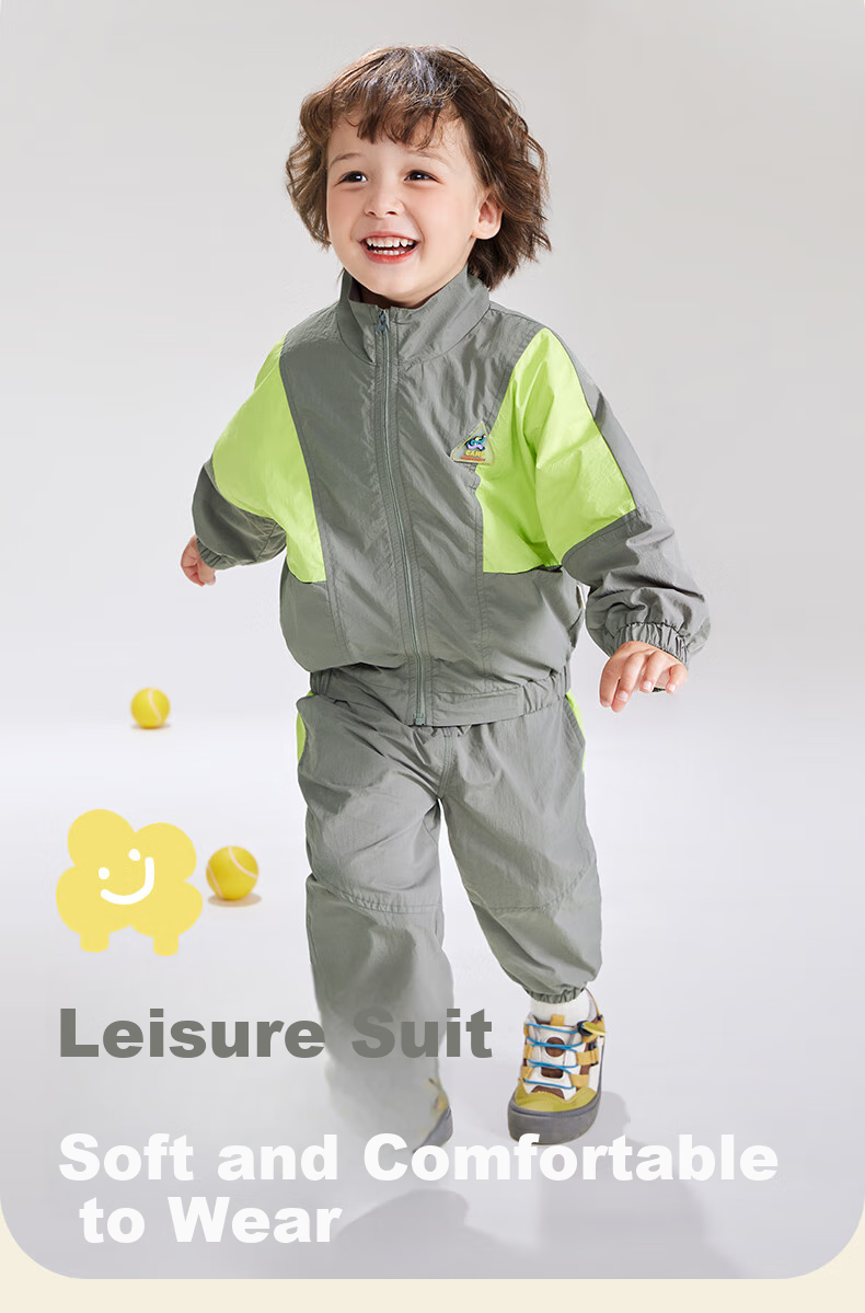 Ciciibear Boys' Sports Set, 2024 New Style, Children's Outdoor Autumn Outfit, Baby Color-Block Two-Piece Set, Girls' Jacket 2