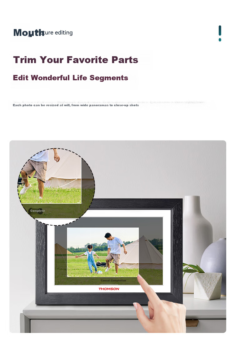 THOMSON Electronic Photo Album, 10.1-Inch Touchscreen Digital Frame, Picture And Video Player, Commemorative Gift, Holiday Present, Premium Wooden Frame, 1001w Black 7
