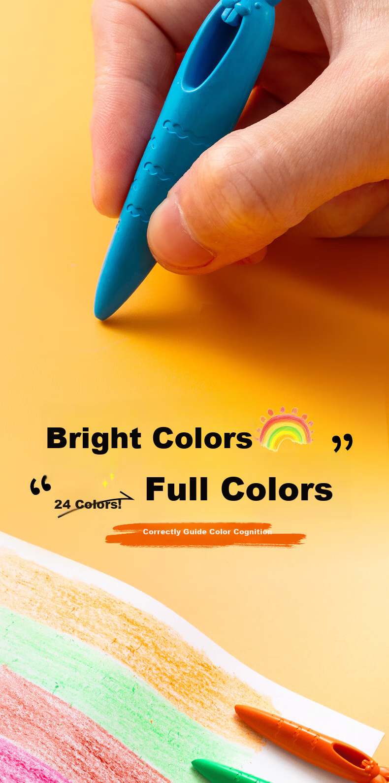 M&G Stationery, Clean Hands, Luotutu Children's Crayons, 24 Colors, Drawing Pencils, Easy to Hold for Toddlers, Not Easily Broken, Painting Colored Pens, AGM900L2 Birthday Gift 4