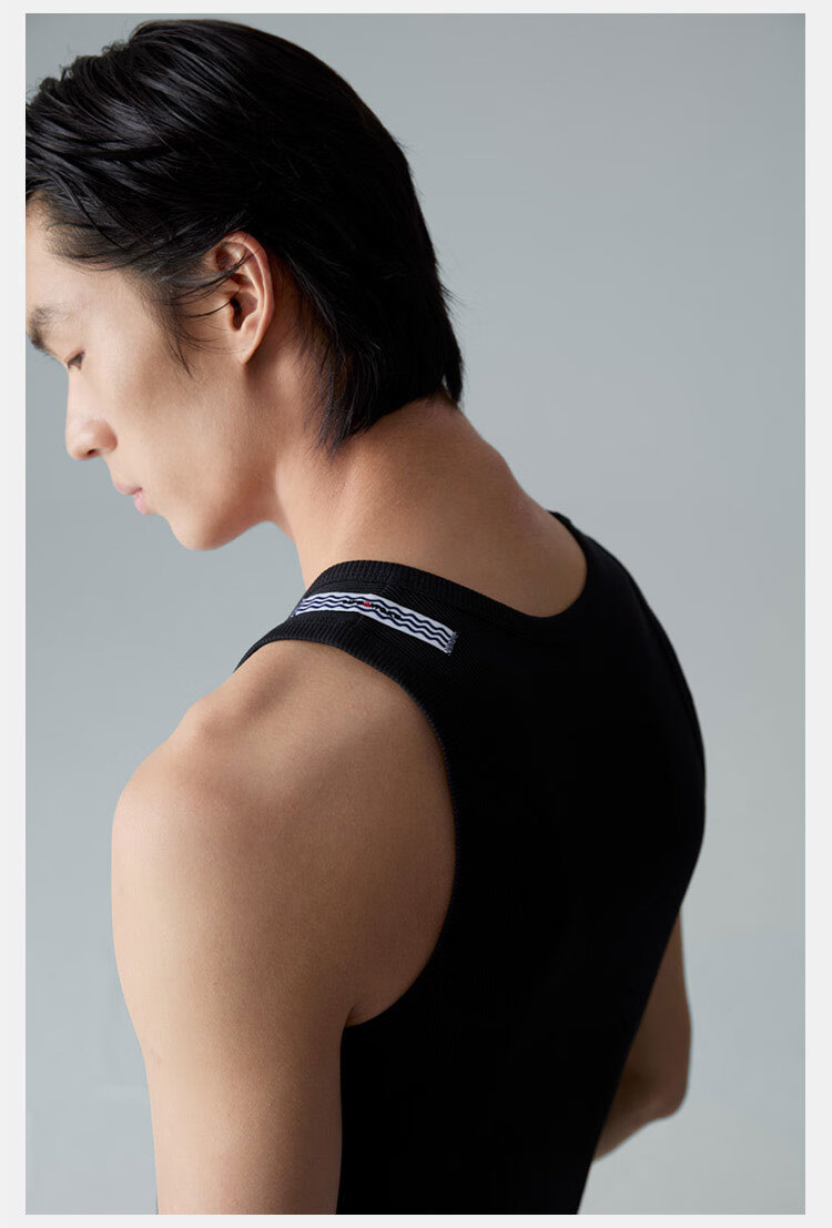 HLA [Chen Zheyuan's Choice] Men's Tank Top, Sleeveless Cotton Striped Textured Undershirt, Basic Thin Undershirt for Layering 6