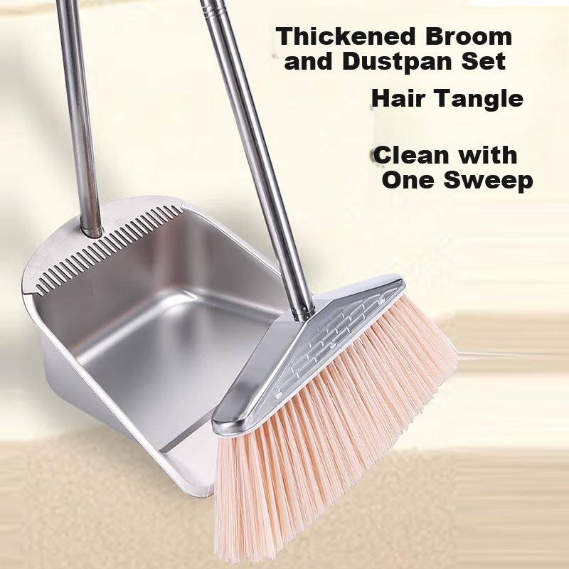 Aoyida Broom Set for Home Use, Combination Sweeping Tool, Stainless Steel Dustpan, Sturdy And Extra Thick Desktop Broom