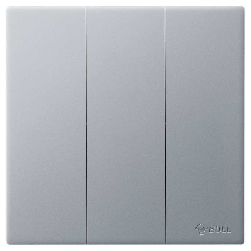 BULL G60 Series Triple Switch Double Control Ultra-thin Large Panel Switch G60K312 Moon Shadow Gray