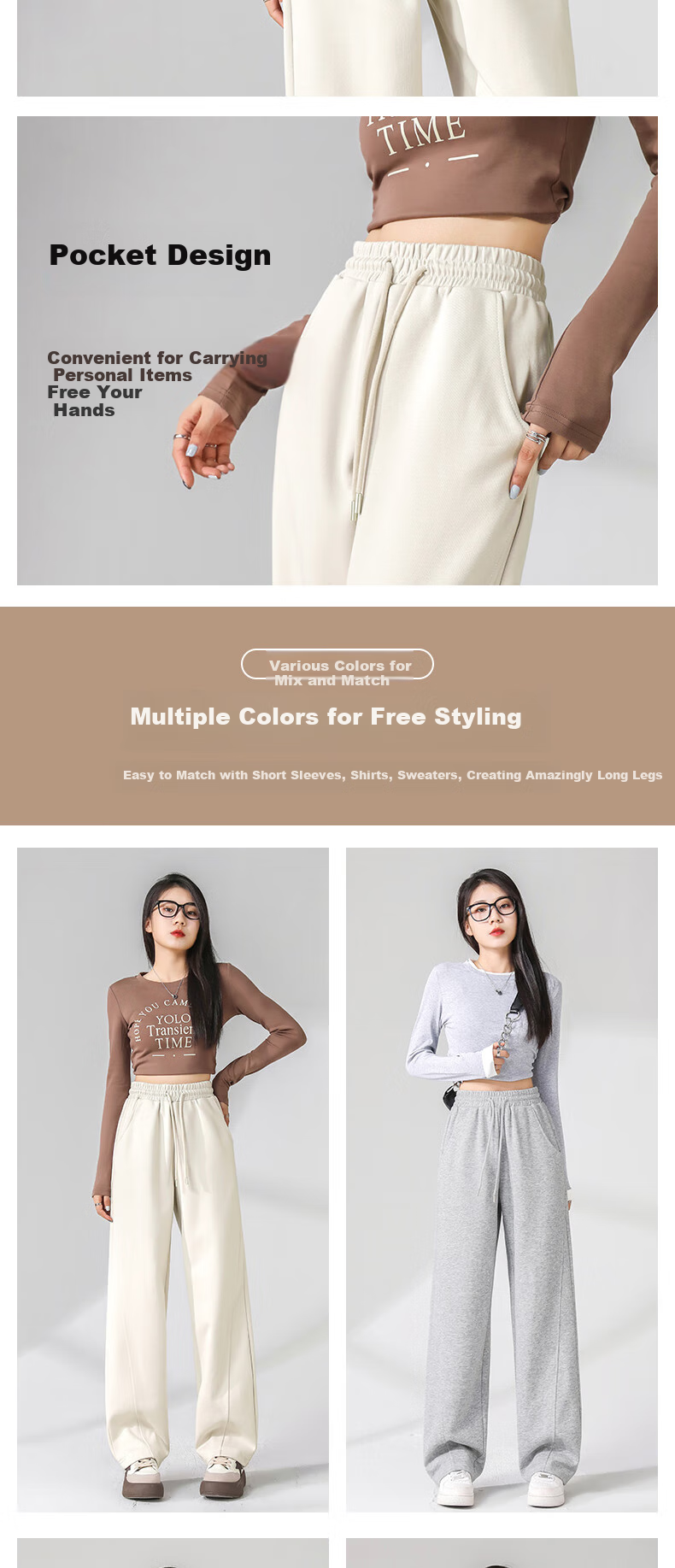 MJ STYLE Slim-Fit Banana Pants for Women, Autumn 2025, Loose-Fitting Versatile Heightening Slimming Sporty American-Style Wide-Leg Sweatpants 8