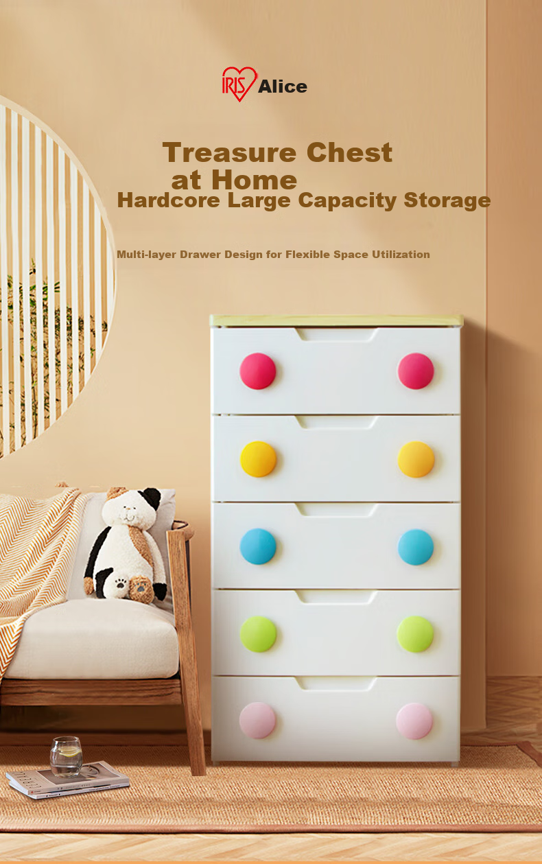 IRIS Storage Cabinet, Simple Wardrobe with Drawers, Eco-Friendly Plastic Thickened Five-Drawer Chest, Storage Box, Alice Cabinet 1