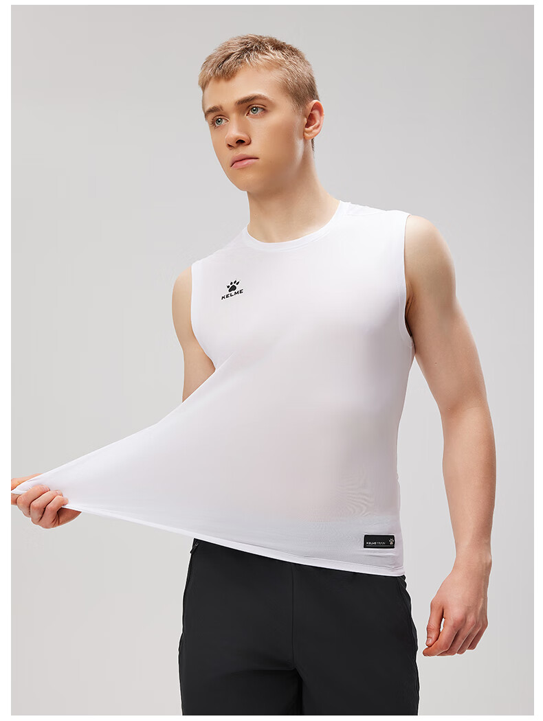 KELME Men's Sports Vest Summer New Basketball Training Running Fitness Sleeveless Quick-Dry T-Shirt Agate Black M 10