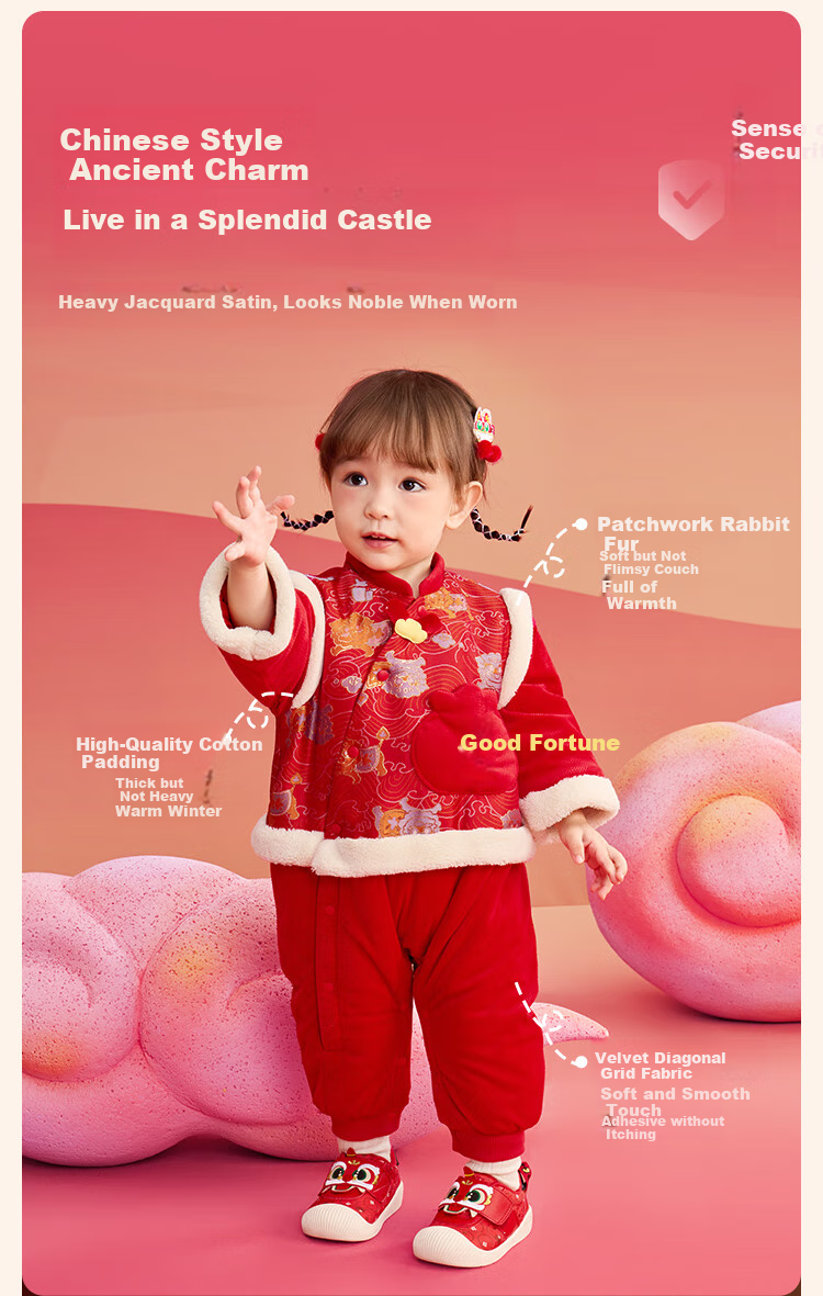 BALABALA Baby Romper, Newborn Infant Onesie, Children's Clothing, 2025 New Year Season, Padded, 209125120202 3