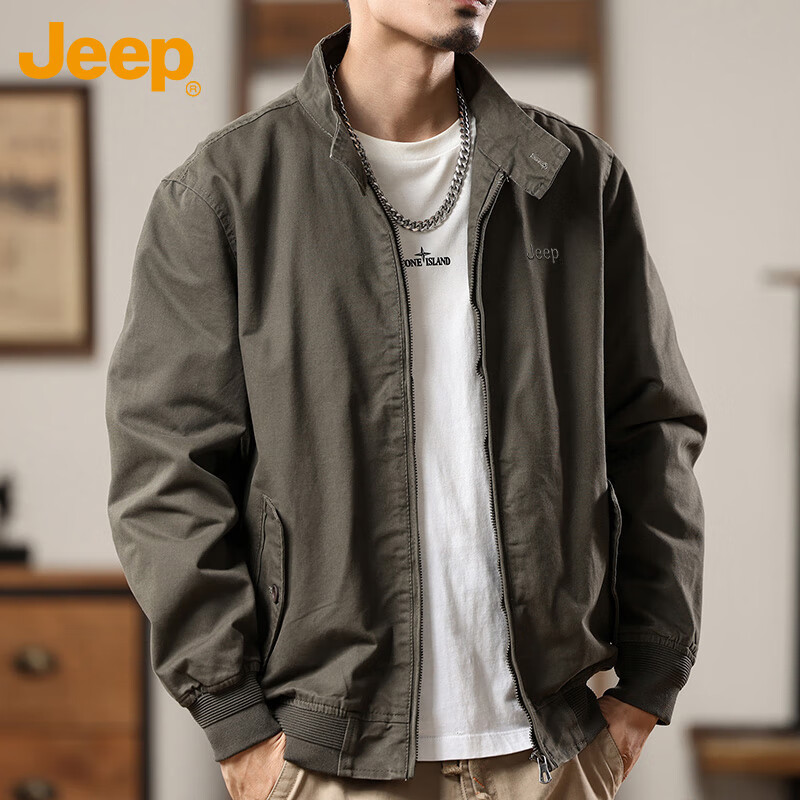 Мужская куртка JEEP, осенне-зимняя, с воротником-стойкой, свободная трендовая повседневная одежда, черная, размер M