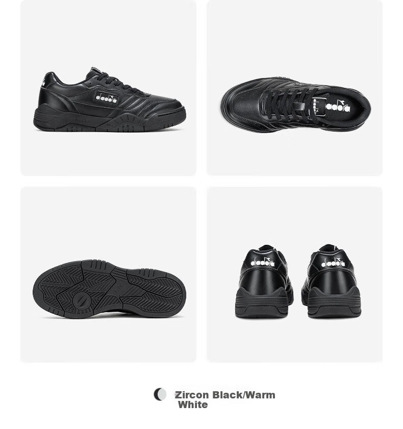 Diadora Men's And Women's Low-Top Breathable Casual Shoes ACTION, Bright White/Zirconium Black/Ice Mountain White, Size 42 7