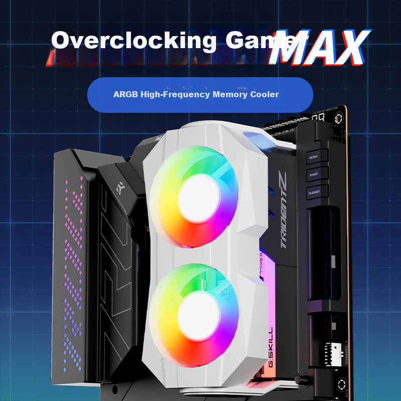 PowerTrain Z-X5 Memory Heatsink Fan, White ARGB Synchronized Tower Case Cooling, Supports DDR5/DDR4/DDR3/DDR2/DDR