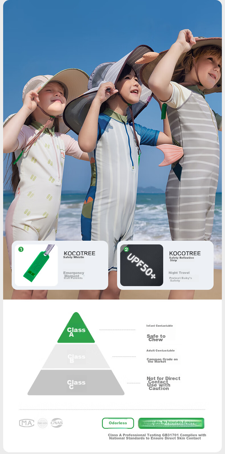 Kocotree Children's One-Piece Swimsuit, Original Yarn, Boys' Sun Protection, Girls' Long-Sleeve Antibacterial Chlorine-Resistant Swimwear for Toddlers, Summer Swimming Outfit 23