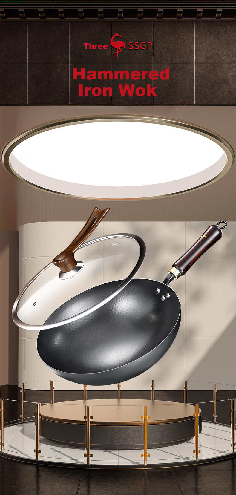 SSGP Iron Wok, Non-Coated Frying Pan for Home Cooking, Healthy Gas Stove, Preheated, Pure Iron, Round Bottom, 30cm, 37831 3