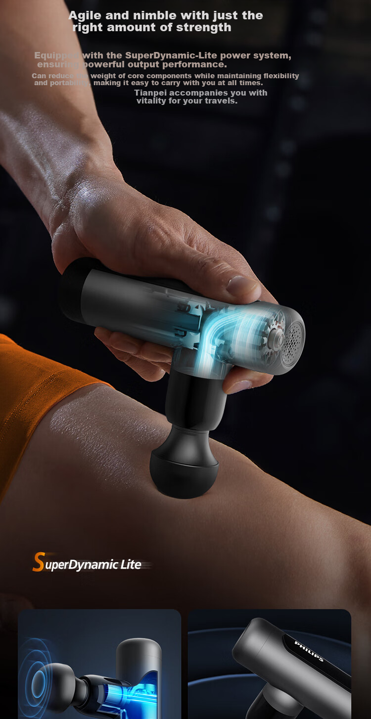 PHILIPS Mini Massage Gun Portable Deep Muscle Relaxation Massager for Waist, Back, Shoulder, Neck And Full Body 3105G White Birthday Gift for Girlfriend Or Best Friend 3