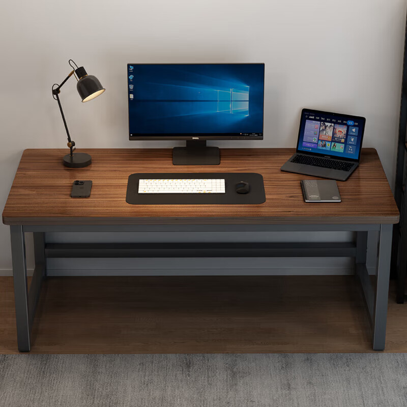 Zhuobo Computer Desk Desktop Study Desk Office Desk Training Desk Gaming Desk Long Table BZ08 Walnut Color 1 Meter