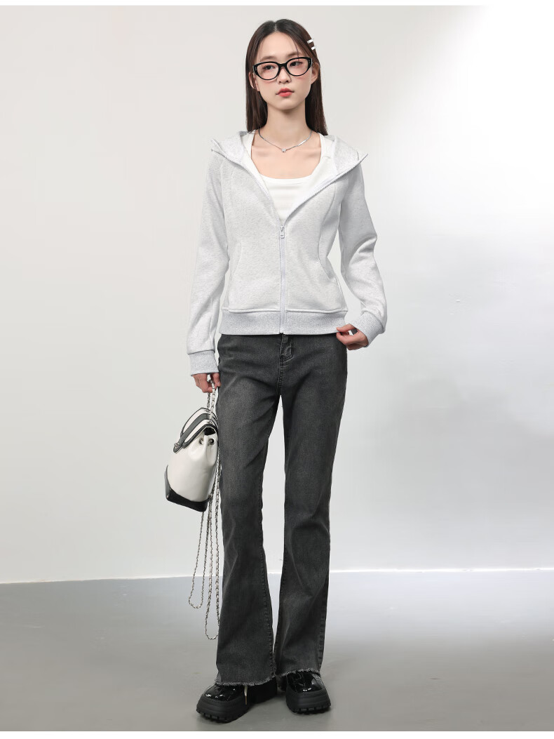 MJ STYLE Women's Casual Outfit, 2026 Autumn New Arrival, Slim-Fit Waist-Cinching Hoodie Jacket with Straight-Leg Pants, Two-Piece Set 5