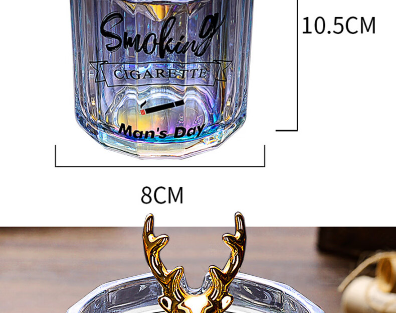 Yupinfengmao Glass Ashtray, Creative And Trendy, for Living Room, Hotel, Guesthouse, Home Use, Restaurant, Crystal Anti-Fly Ash Cigarette Holder 4