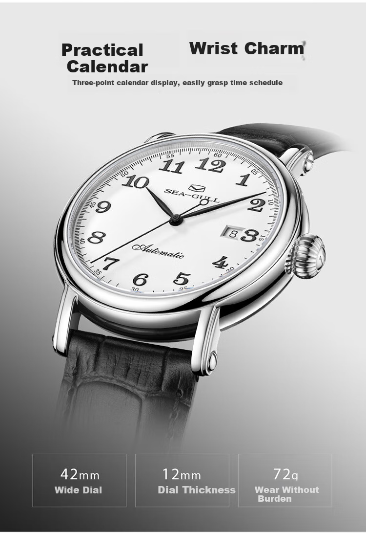 SEAGULL Automatic Mechanical Watch for Men, Simple Calendar Men's Watch, Birthday Gift for Men, National Watch 819.13.1054 4