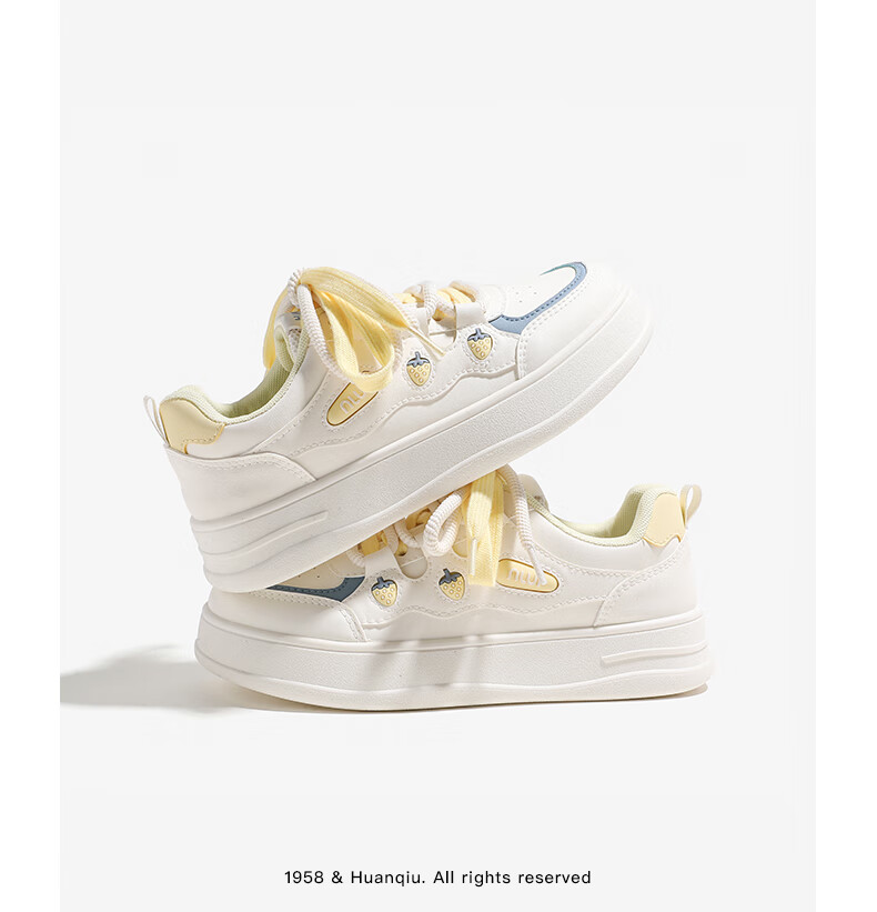 Global Women's White Sneakers Casual Thick Sole Height Increasing Fashion Sports Bread Shoes Light Blue Size 40 9