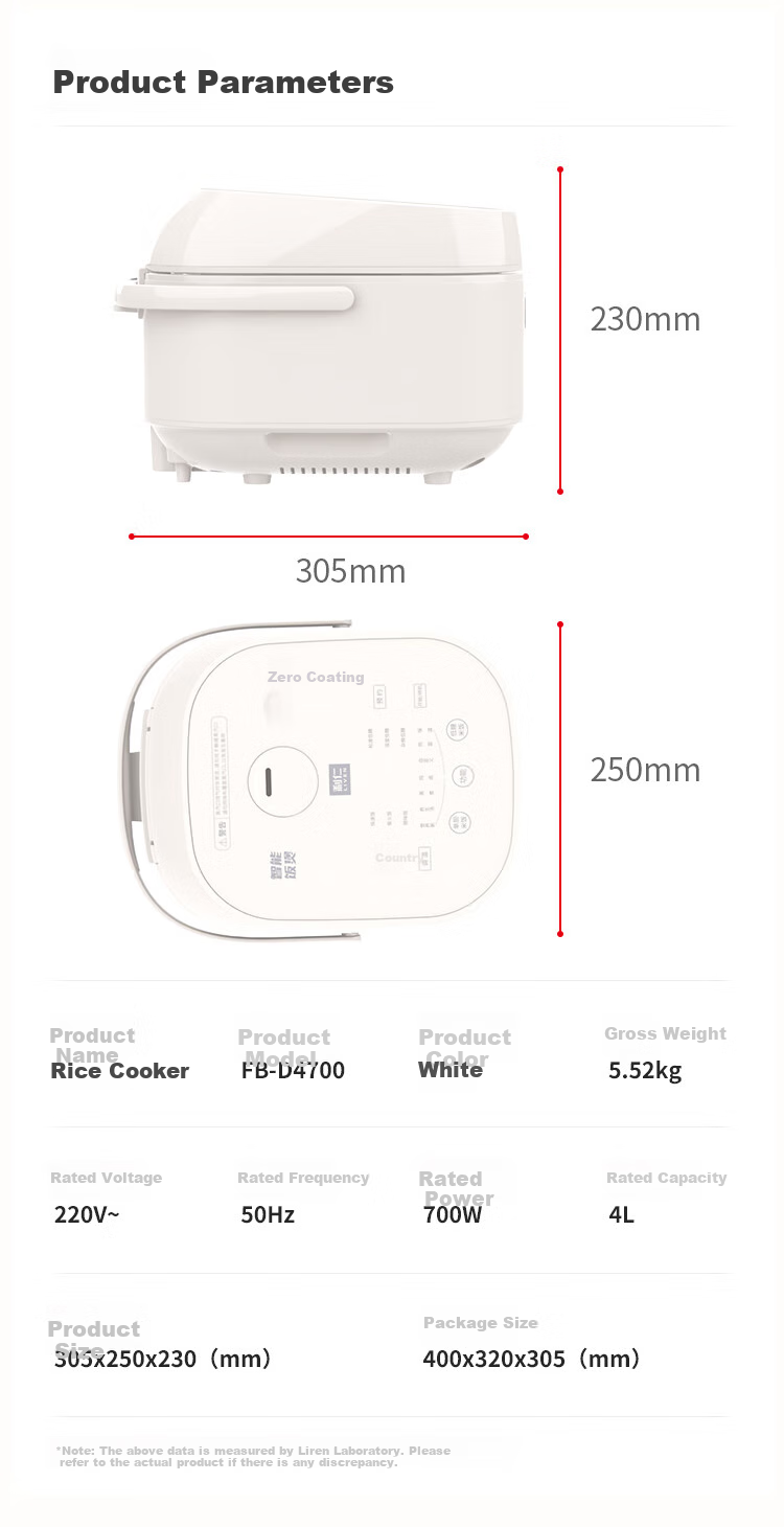 Liven Rice Cooker, Zero Fluorine Titanium Enamel Non-Stick Inner Pot, 3L Capacity, Small Household Electric Rice Cooker for 4-5 People, Smart Reservation Porridge Cooker And Rice Cooking Pot FB-D3568 22