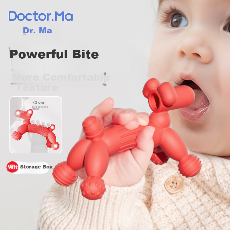 DOCTOR MA Baby Teether Mushroom-Shaped Teether Toy, Anti-Thumb Sucking Teether, Balloon Dog Desig