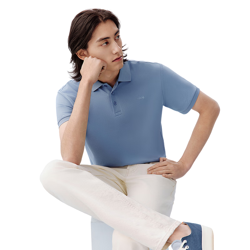 Hongdou Ice Cream Men's Short Sleeve Polo Shirt Summer Cool Moisture-Wicking Quick-Dry Collared T-Shirt
