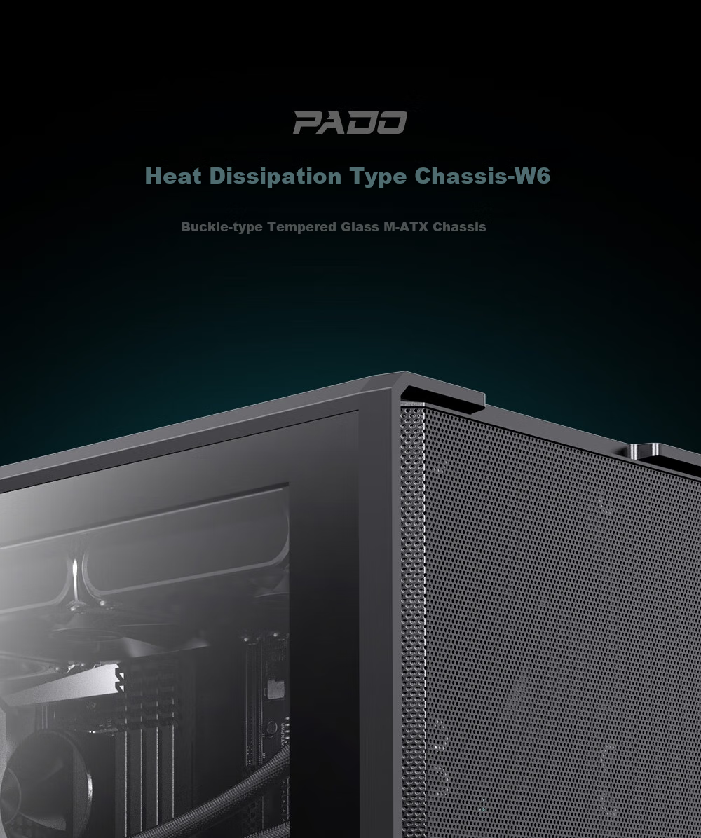 PADO W6 White MESH Mesh Cooling Case (Supports MATX Motherboard, Glass Side Panel, Steel Mesh Front Panel, Independent PSU Compartment, Dust Filter, Supports 4080 Graphics Card) White 1