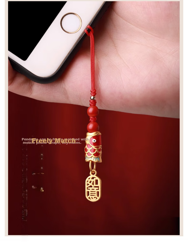 Yingkaida Phone Lanyard, Phone Strap Pendant, Apple Pro 2 Lanyard for Men And Women, Short Detachable Ring Buckle, USB Drive Keychain, Multifunctional Accessory, Ruyi Koi Fish Desig 3