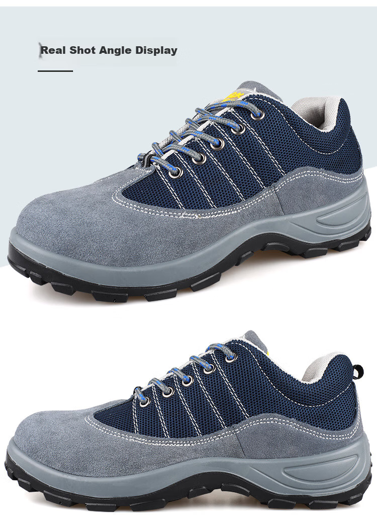 Zhugu Anti-Smashing Safety Shoes for Men, Summer Breathable Puncture-Resistant Odor-Proof Non-Slip Heat-Resistant Wear-Resistant Protective Construction Site Work Shoes Safety Shoes [Lightweight Breathable] Blue Size 42 10