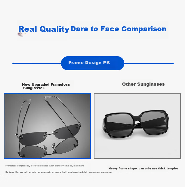 Bertha Polarized Sunglasses for Men, Imported Titanium Material, Specialized for Driving, Photochromic, Frameless, Ultra-Light, for Driving And Fishing 19