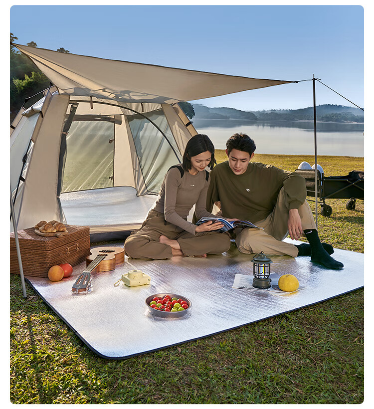 JD Original Colored Film Moisture-Proof Mat, Outdoor Picnic Mat, Grass Tent Moisture-Proof Ground Mat, Yellow And White Checkered Pattern, 150*200cm 15