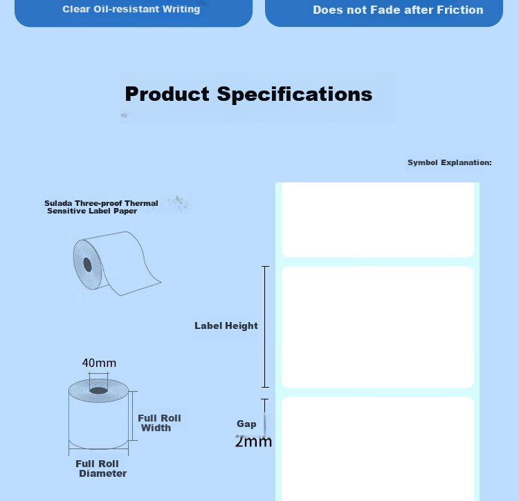Surada 80x60mmx1000 Triple-Protection Thermal Label Paper, Thermal Paper Milk Tea Labels Outer Box Labels Printing Paper Thermal Printing Paper Label Paper Sticker BQ-0186 8
