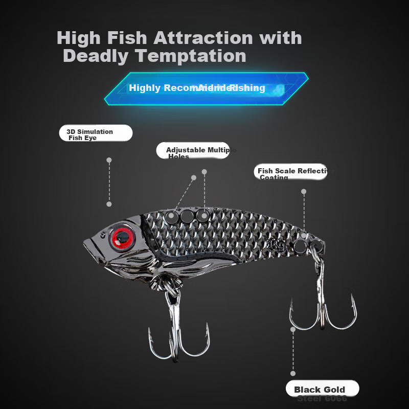 Erciyuan Lure Fishing Bait Long-Casting Iron Plate VIB Full Water Layer Search Artificial Bait for Fresh And Saltwater, Versatile Lure Fishing Bait 10g